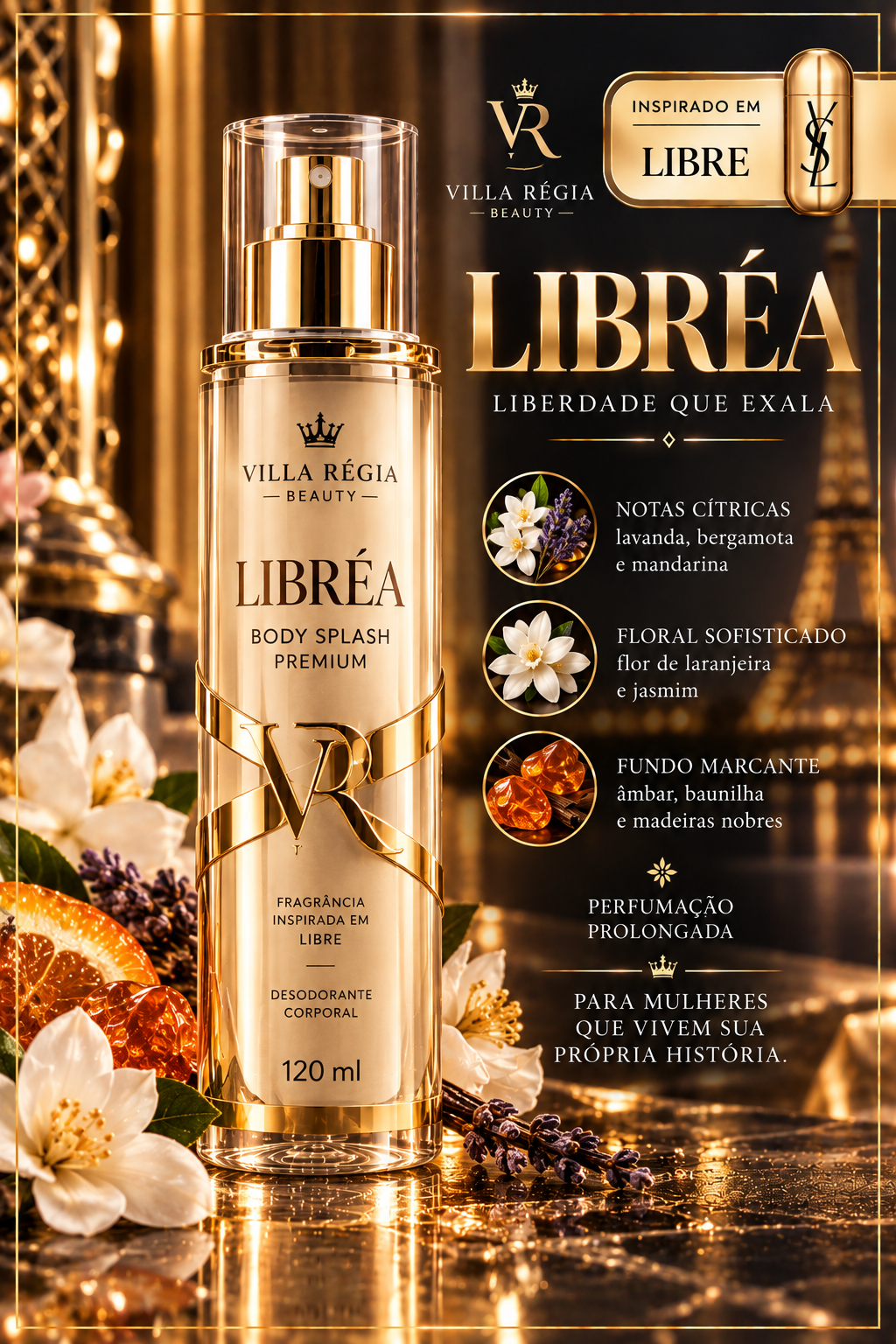 Body Splash LIBRÉA, 120 ml — imagem oficial Villa Regia Beauty