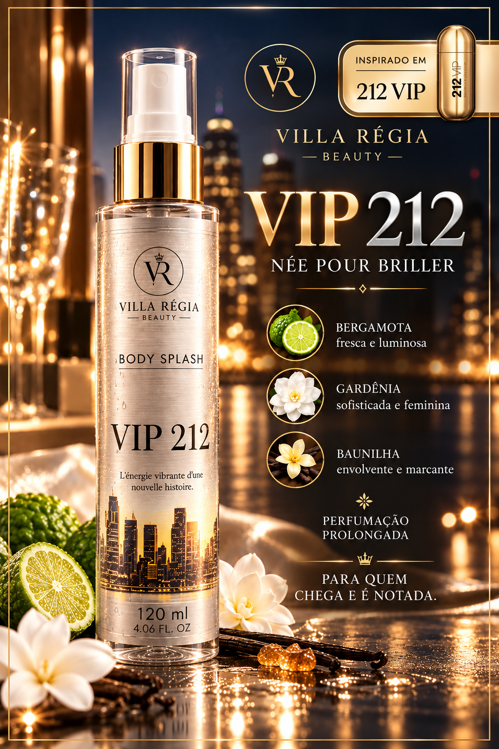 Imagem oficial Body Splash VIP212, 120 ml — Villa Regia Beauty